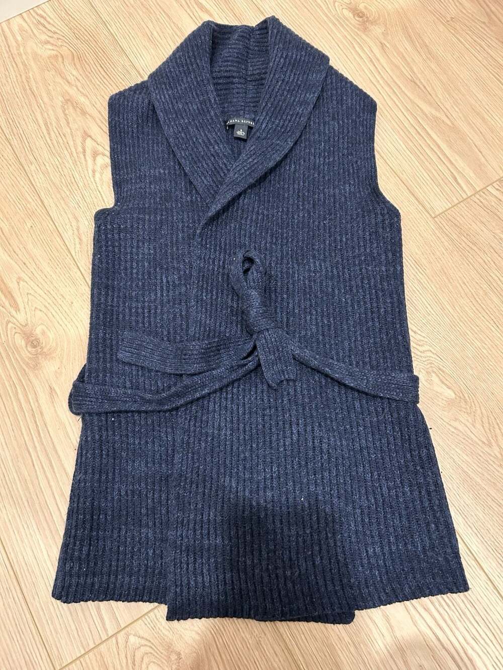 Banana Republic Merino Wool Sleeveless Cardigan Size S Blue Belted